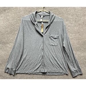 Skims Long Sleeve Button Up Sleep Button Up Shirt Pajama Top Women XL Gray NWT